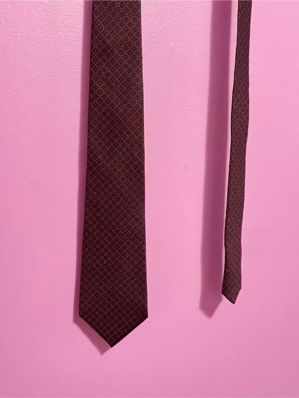 Monsieur Pierre Paris Vintage Silk Tie Dark Red Multicolour Pattern Made in Pari